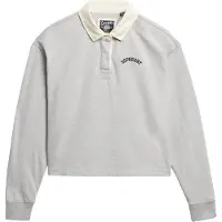 Superdry Superdrytil kvinder. W2012352A Rugby polo shirt hvid (L), Casual, Grå, Bomuld, Lange ærmer