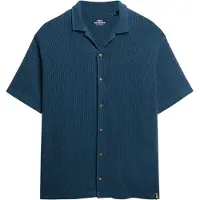 Superdry Superdrytil mænd. M4011058A Texture marineblå skjorte (L), Casual, Bomuld, Korte ærmer