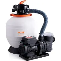 Vevor sandfilterpumpe til overjordiske pools, 350 mm/14 tommer, 13.000 l/t, 450 W svømmepoolpumpesystem og filtrekombinationssæt med 6-vejs multiportventil og sikurv, til private og kommercielle pools