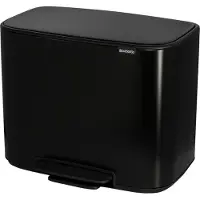 Brabantia Bo Pedal Bin - Skraldespand - fliplåg - 33 L - fodpedal - affaldsseparation - mat sort
