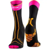 X-socks - Trail running tøj - Trail Run Terraskin Expert Crew Black/Fluo Pink/Blazing Orange til UnisexSilikone - Størrelse 39-41 - Lyserød