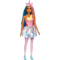 Barbie Dreamtopia Unicorn modedukke med bl?t og lilla h?r Wesring aftagelig nederdel og tilbeh?r, inklusive pink enhj?rning pandeb?nd og hale