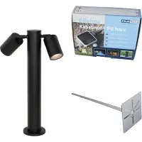 QAZQA Udendørslampe sort med jordspyd og kabelforskruning 45 cm 2-lys IP44 - Duo