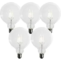 LUEDD Sæt af 5 E27 3-trins dæmpbar LED spiral filament G125 4W 450lm 3000K