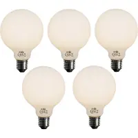 LUEDD Sæt af 5 E27 3-trins dæmpbar LED pære opal G95 4W 450lm 3000K