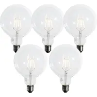 LUEDD Sæt med 5 E27 3-trins dæmpbare LED spiral filament pærer G125 4W 450 lm 2700K