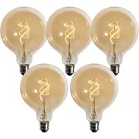 LUEDD Sæt med 5 E27 dæmpbare LED-pærer spiralfilament guld G125 4W 270 lm 2700K