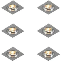 QAZQA Sæt med 6 indbyggede spotlights firkantet aluminium justerbar - Chuck