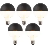 LUEDD Sæt med 5 E27 dæmpbare LED filament pærer G95 sort 550lm 2700K