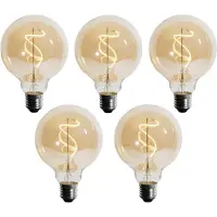 LUEDD Sæt af 5 E27 Dæmpbar LED Spiral Filament G95 4W 270lm 2700K