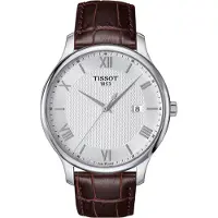 Tissot Herreur T063.610.16.038.00 Tradition Sølvfarvet/Læder Ø42 mm