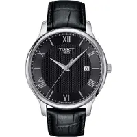 Tissot Herreur T063.610.16.058.00 Tradition Sort/Læder Ø42 mm