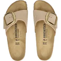 Birkenstock Birkenstocktil kvinder. 1024009 Sandaler i læder Madrid Big Buckle nubuck (smal pasform) brun (38), Fast, Ingen, Casual