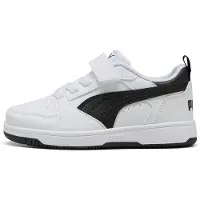 Puma Rebound V6 Lo Kids' Sneakers, Shoes, White/Black/Black, 35
