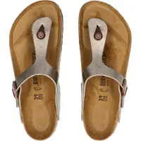 Birkenstock Birkenstocktil kvinder. 1016144 Sandaler Gizeh Birko-Flor (Regular pasform) taupe (38), Fast, Ingen, Casual, Gråt