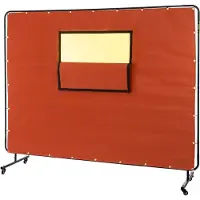 Vevor svejseforhæng, 6' x 8', svejseskærm med metalramme og 4 hjul, brandsikker glasfiber med transparent vindue, til værksted, industriområde, rød