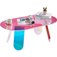 Vevor akryl sofabord, iriserende akryl sidebord, 13,8 tommer højt farverigt akryl sidebord, til kaffe, drikkevarer, mad, snacks til brug i stue, gårdhave, terrasse