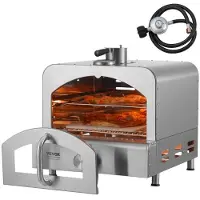 Vevor udendørs pizzaovn, 13" gasfyret pizzamaskine, bærbar udendørs pizzagrill med fortykket cordierit-pizzasten og indbygget termometer, 430 rustfrit stål gasovn til camping og baghave