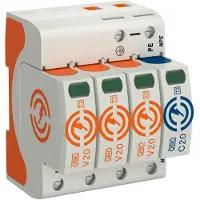 Obo Bettermann V20-3+NPE-280, 230 V, 60000 A, 1300 V, Orange, Hvid, Plast, 458 g