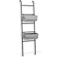 Zeller hylde/planteringsstige med 2 kurve, metal, sort/grå, 43x23x166 cm