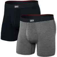 Saxx - Vandretøj - Vibe Xtra Soft Comfort BB Fly 2pk Black/Dark Grey Heather til Unisex - Størrelse L