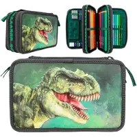 Dino World Grøn Med 3d-effekt (0412475) Tredobbelt Penalhus