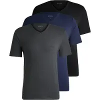 BOSS BOSStil mænd. 50475285 Pakke med 3 klassiske T-shirts sort, navy, grå (S), Afslappet, Bomuld, Korte ærmer, Blå