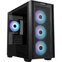 Asus A21 Plus - microATX - sidepanel med vindue (hærdet glas) - ingen strømforsyning - sort - USB/Lyd