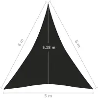 vidaXL solsejl 5x6x6 cm HDPE 160 g/m² sort