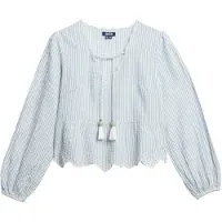 Superdry Superdrytil kvinder. W6012100A Broderie-bluse blå (S), Casual, Bomuld, Lange ærmer