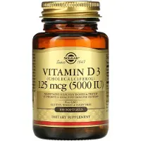 Solgar , Vitamin D3 (Cholecalciferol), 125 mcg (5.000 IU), 100 Softgels