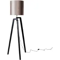 QAZQA Gulvlampe sort med taupe velourskærm 50 cm - Puros