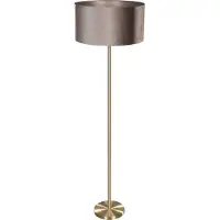 QAZQA Gulvlampe messing med fløjlsskærm taupe 50 cm - Simplo
