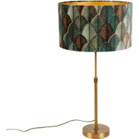 QAZQA Bordlampe bronze med fløjlslampeskærm blad design med guld indvendig - Parte