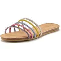 LASCANA Pantoletter gul / lysviolet / cranberry / sølv