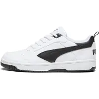 Puma Rebound V6 Low Sneakers, Shoes, White/Black/Black, 38.5