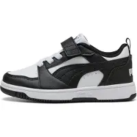 Puma Rebound V6 Lo Kids' Sneakers, Shoes, White/Black, 34.5