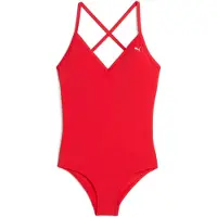 Puma Swim Women's V-Neck Cross back Swimsuit, Clothing, Red, L
