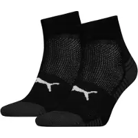 Puma Sport Cushioned Quarter Socks 2 Pack, Clothing, Black, 39-42