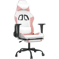 vidaXL gamingstol m. massagefunktion kunstlæder hvid og lyserød