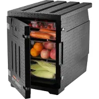 Vevor isoleret madbakkeholder, 82 qt varmeboks til catering, LLDPE madbakkeholder med dobbelte spænder, frontbetjent madvarmer til restaurant, kantine osv.