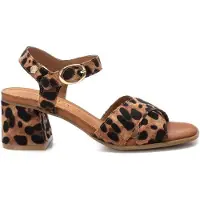 Carmela Carmelatil kvinder. 16219208-LEOPARDO Brune sandaler i læder 162192 (36), 3-5 cm, Spænder, Casual, Party, Dyreprint