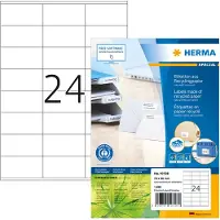 Herma 10728, Hvid, Selvklæbende printeretiket, Udstanset etiket, A4, Papir, Laser/inkjet