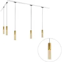 QAZQA Modernt skinnesystem med 5 guld pendellamper 1-faset - Iconic Lloyd