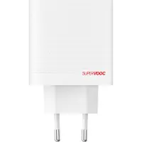 OnePlus SUPERVOOC - Strømforsyningsadapter - GaN - 80 Watt - 7.3 A - SuperVOOC, PD/PPS, QC - 2 output-stikforbindelser (USB, USB-C) - hvid