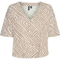 Vero Moda Bluse 'VMJESMILO' mørkebeige / hvid