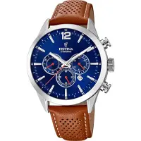 Festina Herreur F20542-3 Timeless Blå/Læder Ø43.5 mm