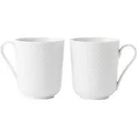 Lyngby Porcelæn Rhombe White Mug With Handle-33 Cl-set Of 2 Krusæt