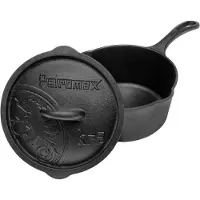 Petromax KR2 Cast-iron saucepan with lid, Sovsegryde med Låg, sort