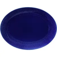 Lyngby Porcelæn Rhombe oval serveringsfad 35x26,5 cm Mørkeblå